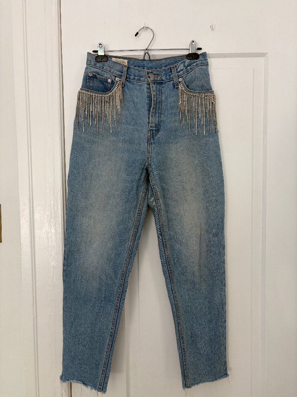 Levi's ✨rhinestone fringe✨ high waisted mom jeans (size 28ish)
